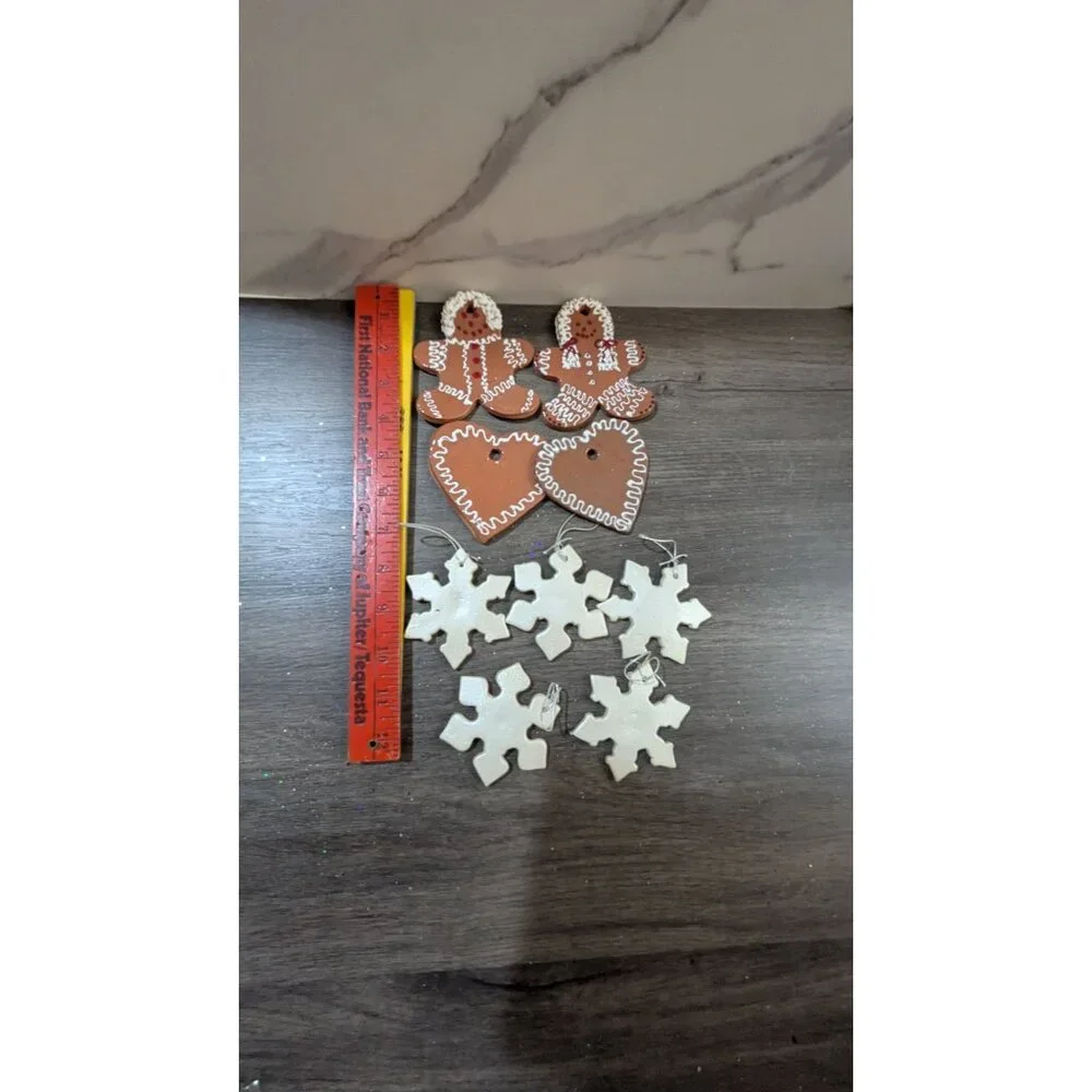 Handmade Gingerbread Heart  Snowflake Ornaments Set - Christmas Decor Delights‎